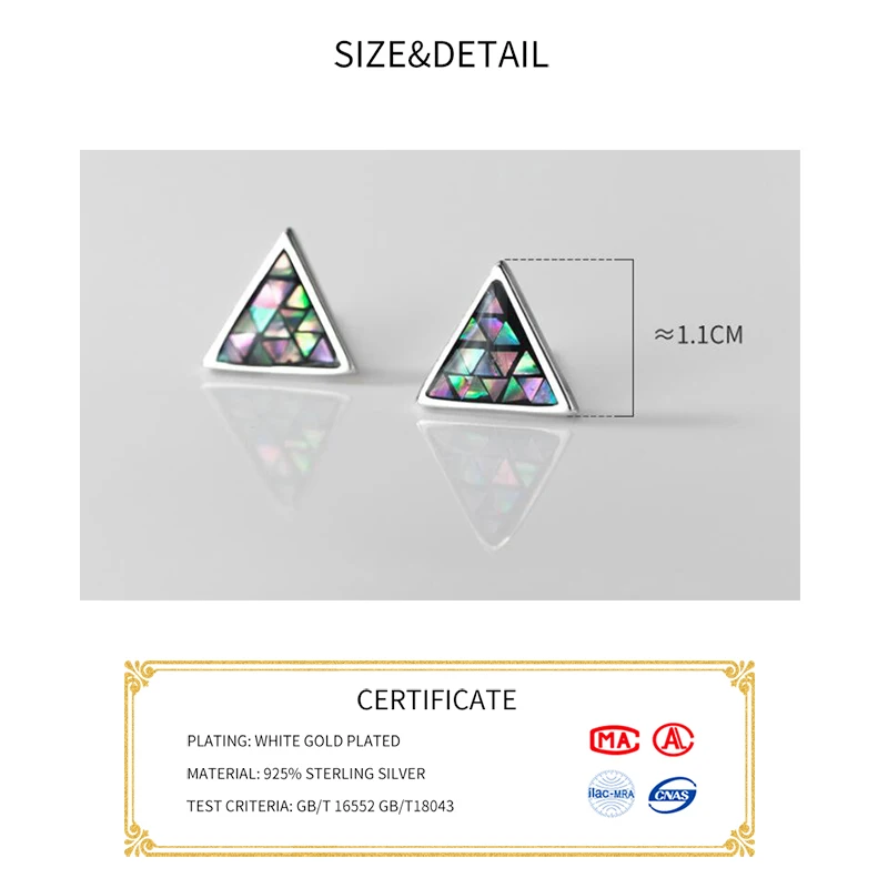 INZATT Real 925 Sterling Silver Sequins Triangle Stud Earrings For Fashion Women Classic Fine Jewelry Geometric Accessories