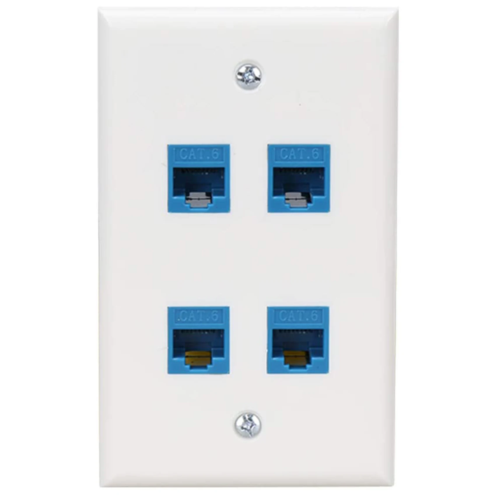 Ethernet Wall Plate 4 Port Wall Plate Female-Female Compatible with for Cat7/6/6E/5/5E Ethernet Devices -Blue