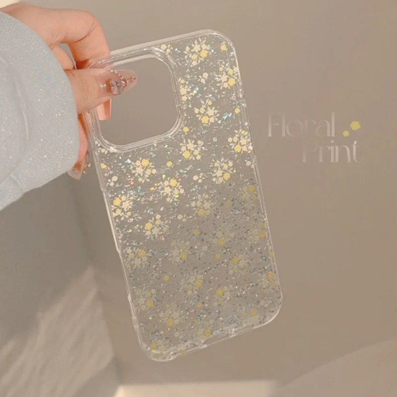 

Warm Yellow Floral Suitable for Apple16promaxPhone case17Fresh and Beautifuliphone14Glitter11Transparent