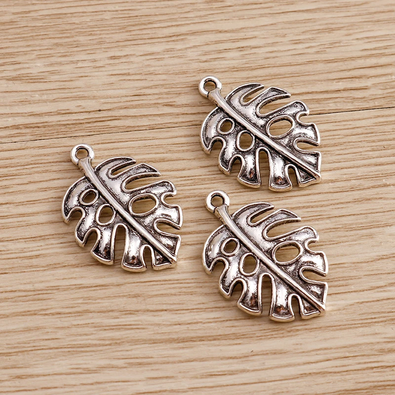 Tusember 20 Stück Legierungs-Pflanzenanhänger, Metall-Blatt-Blumen-Baum-Charms für Schmuckherstellung, Ohrringe, Halsketten, DIY-Armband-Zubehör – Detail 9