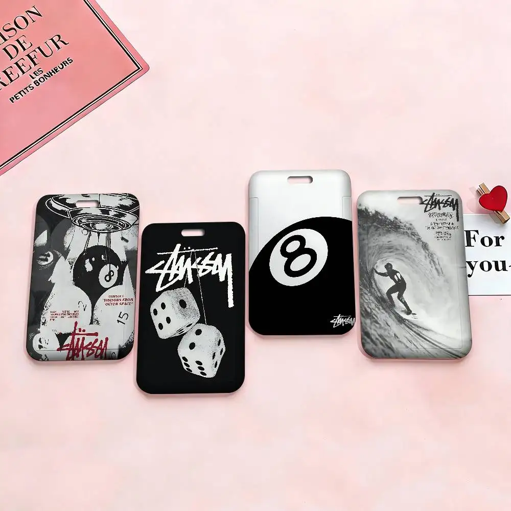 Porta Tarjetas de Crédito de la Marca de Moda S-Stussy, 1 Pieza, con Correa para el Cuello, para Tarjetas Bancarias, de Autobús, de Identificación, para Estudiantes, con Cordón
