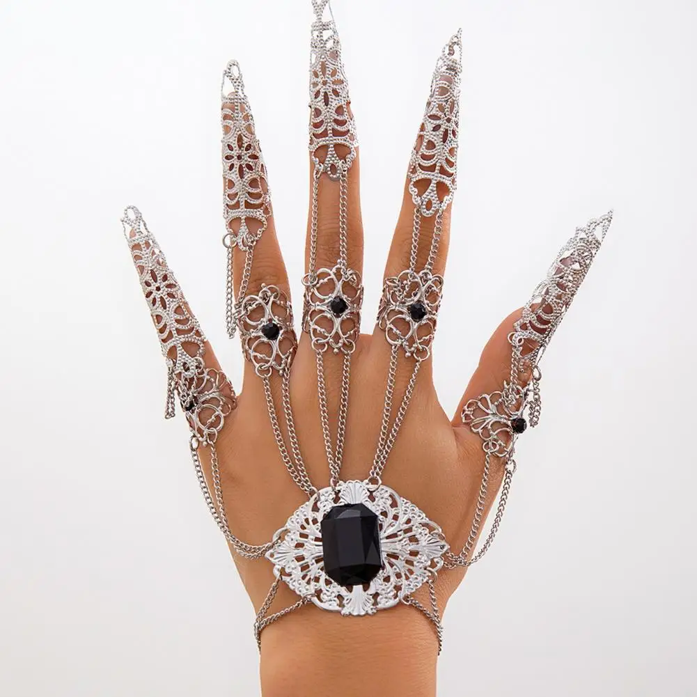 Finger Claw Bracelet Ghost Finger Bracelet Punk Nail Chain Ring Adjustable Claw Mittens Bracelet Decorative Finger Accessory