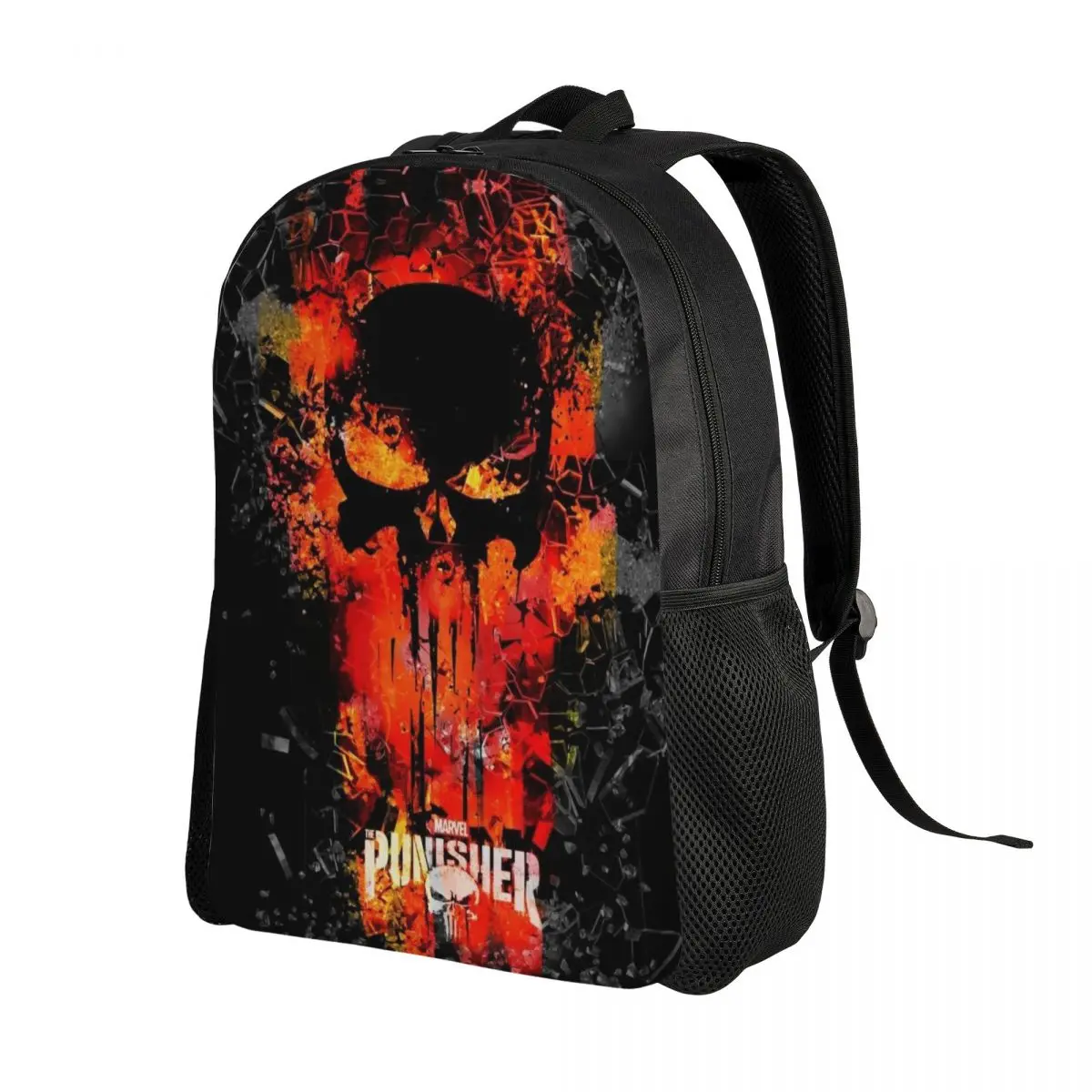 Custom Punisher Backpack for Women Men College School Student Bookbag Fits 15 Inch Laptop Comics Skull Symbol Bags