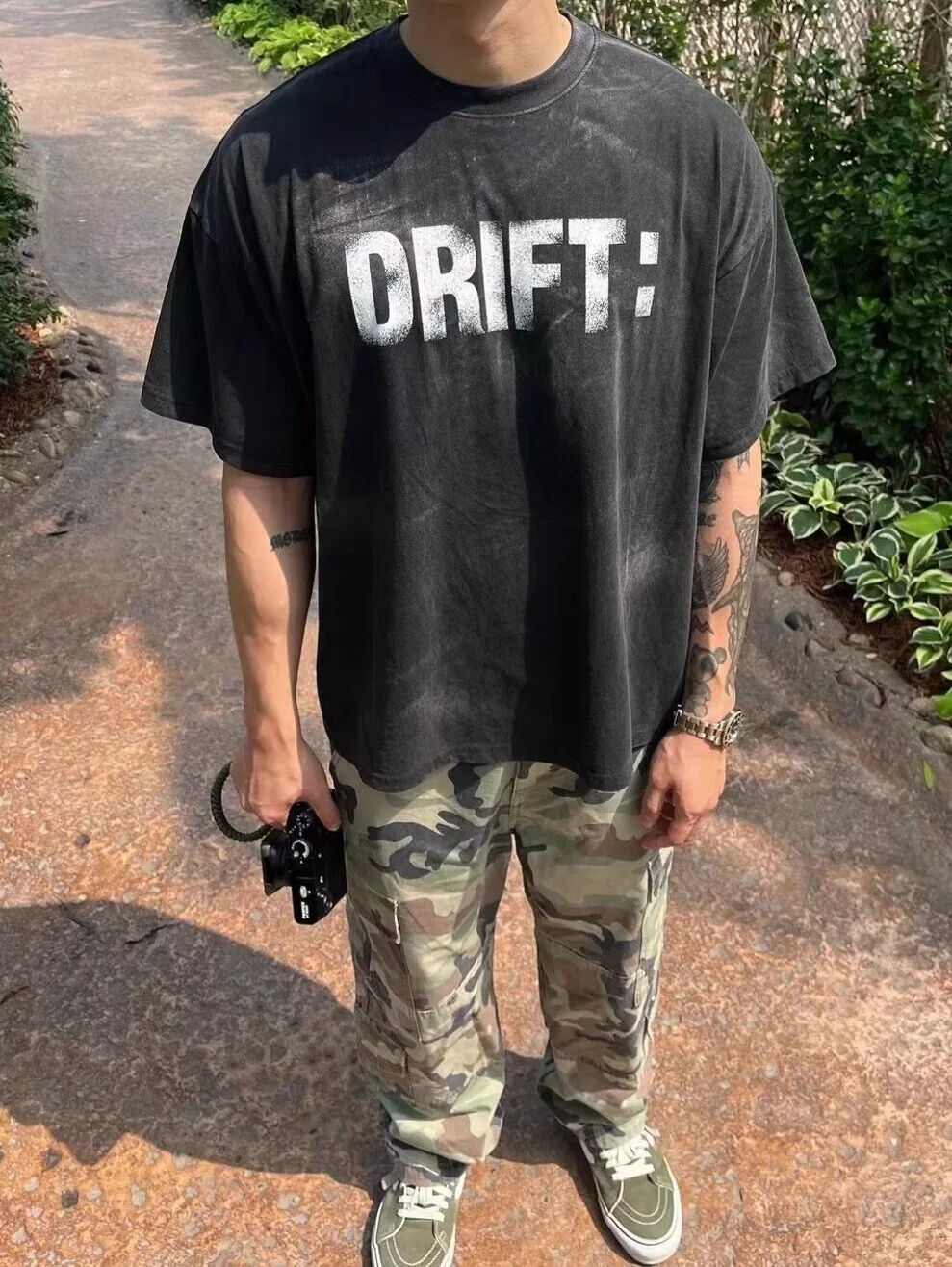 

FAR ARCHIVE heavy washed old slogan printed high street loose short-sleeved niche Korean T-shirt