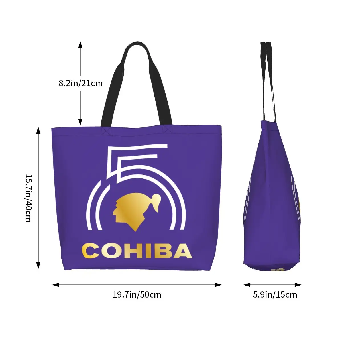 Reusable Cuban Cohiba Shopping Bag Women Canvas Shoulder Tote Bag Portable Groceries Shopper Bags