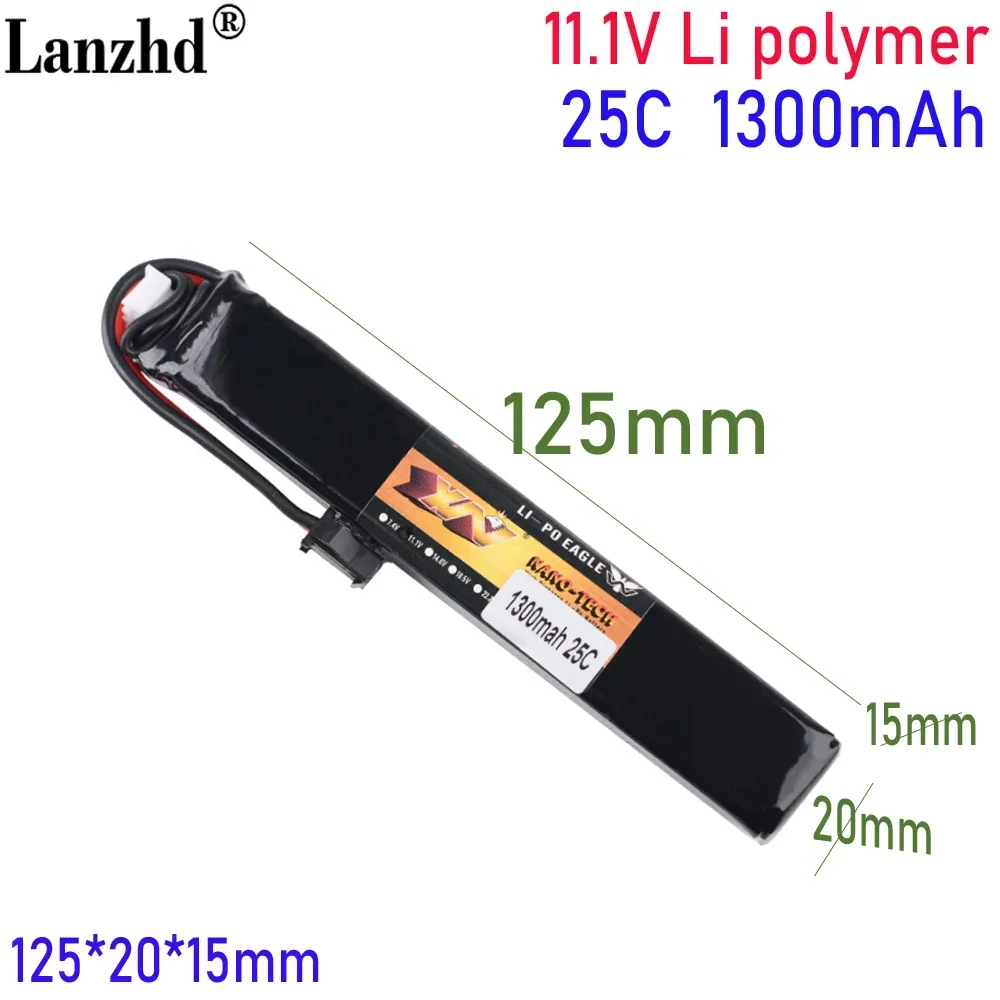 

Lithium battery 1300MAH 11.1V 25C For Toy electric gun soft bullet polymer airplane model battery 5520122