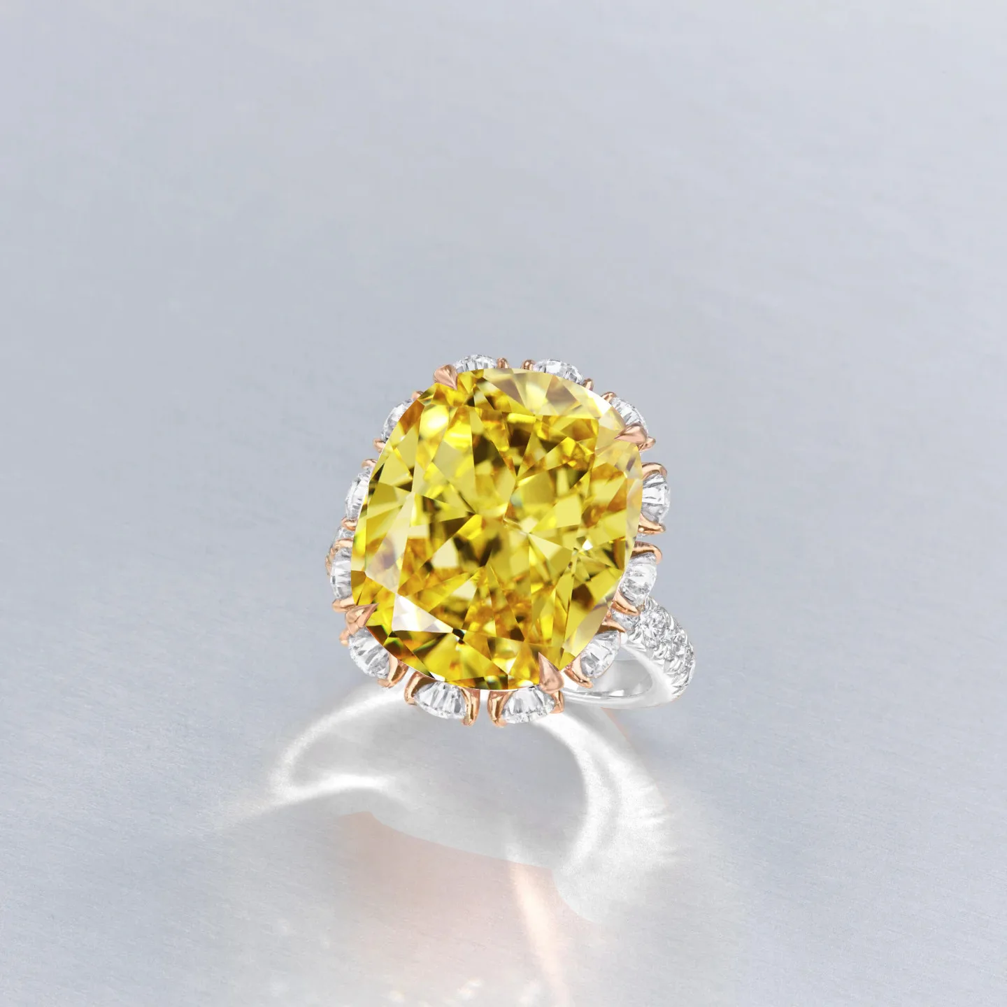 S925 Sterling Silver Ring with Faux Pink Diamond Ice Flower Cut and Pillow Goose Yellow Pigeon Egg High Carbon Diamond for Women