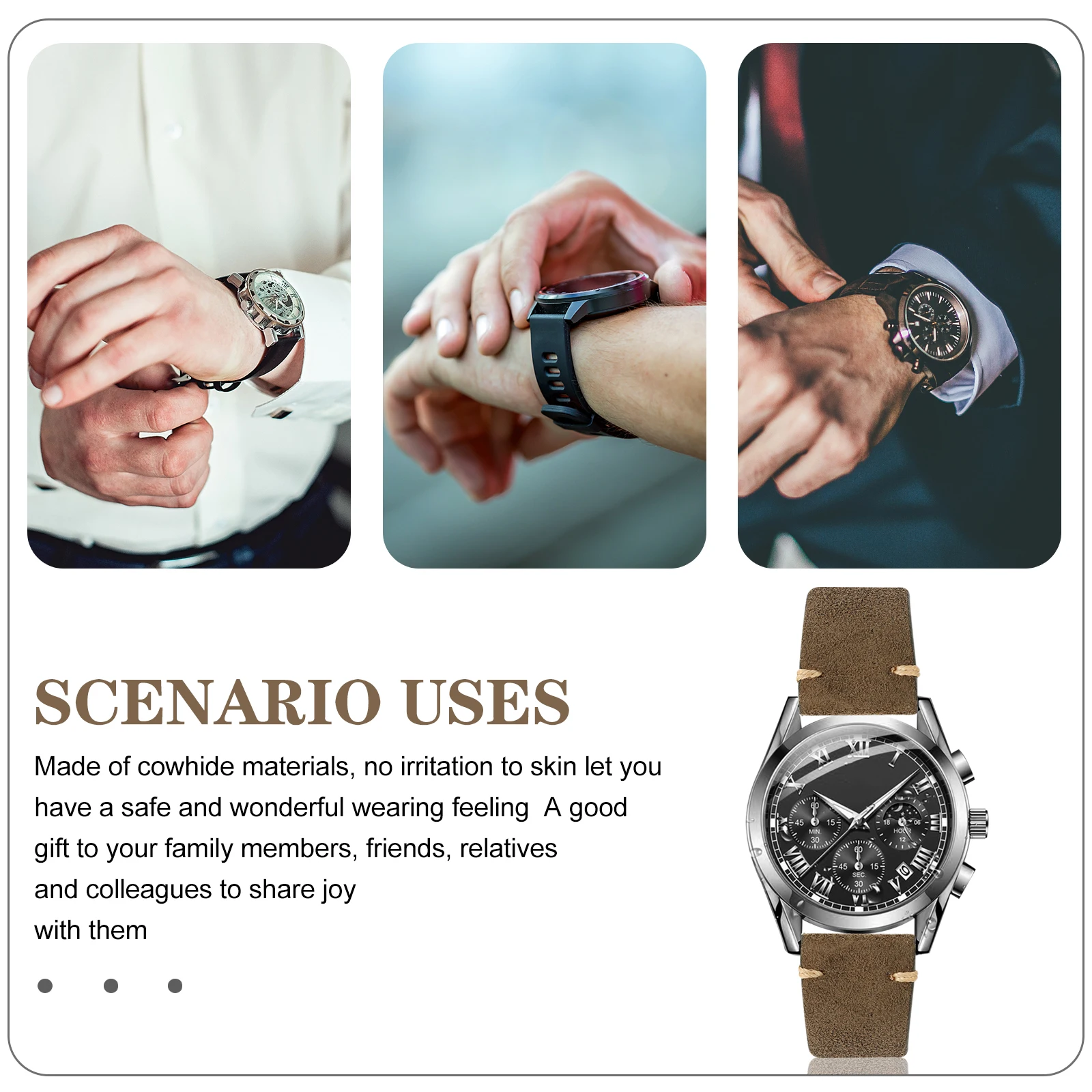 

Cowhide Watch Strap for Men Adjustable Suede Watchband Retro Comfortable Non Irritant Skin Wristband
