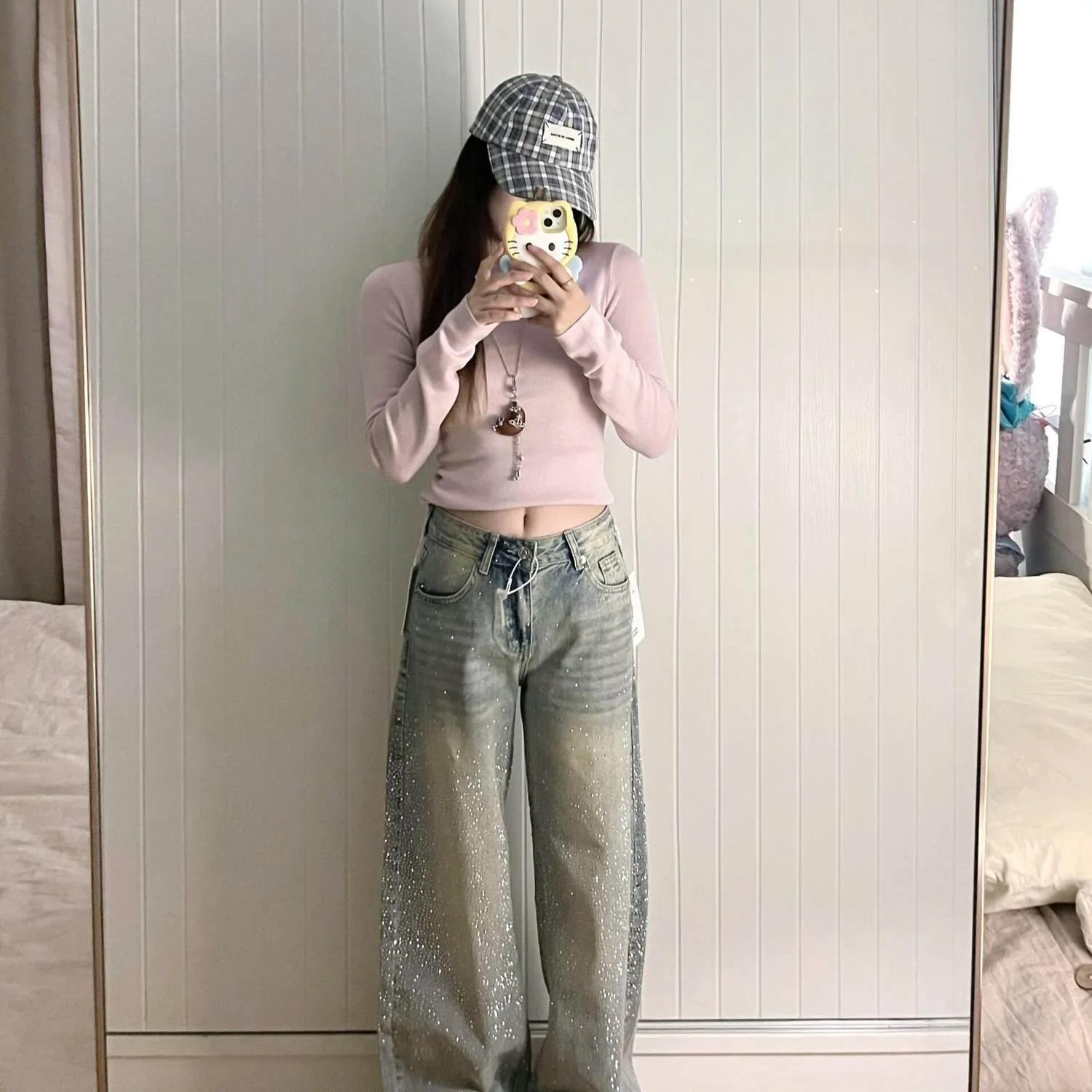 

High Waist Wide Leg Denim Jeans Women's Summer New Style Glowing Thin Long Pants Cotton Non-Stretch High Waist Chinese Heavy ...