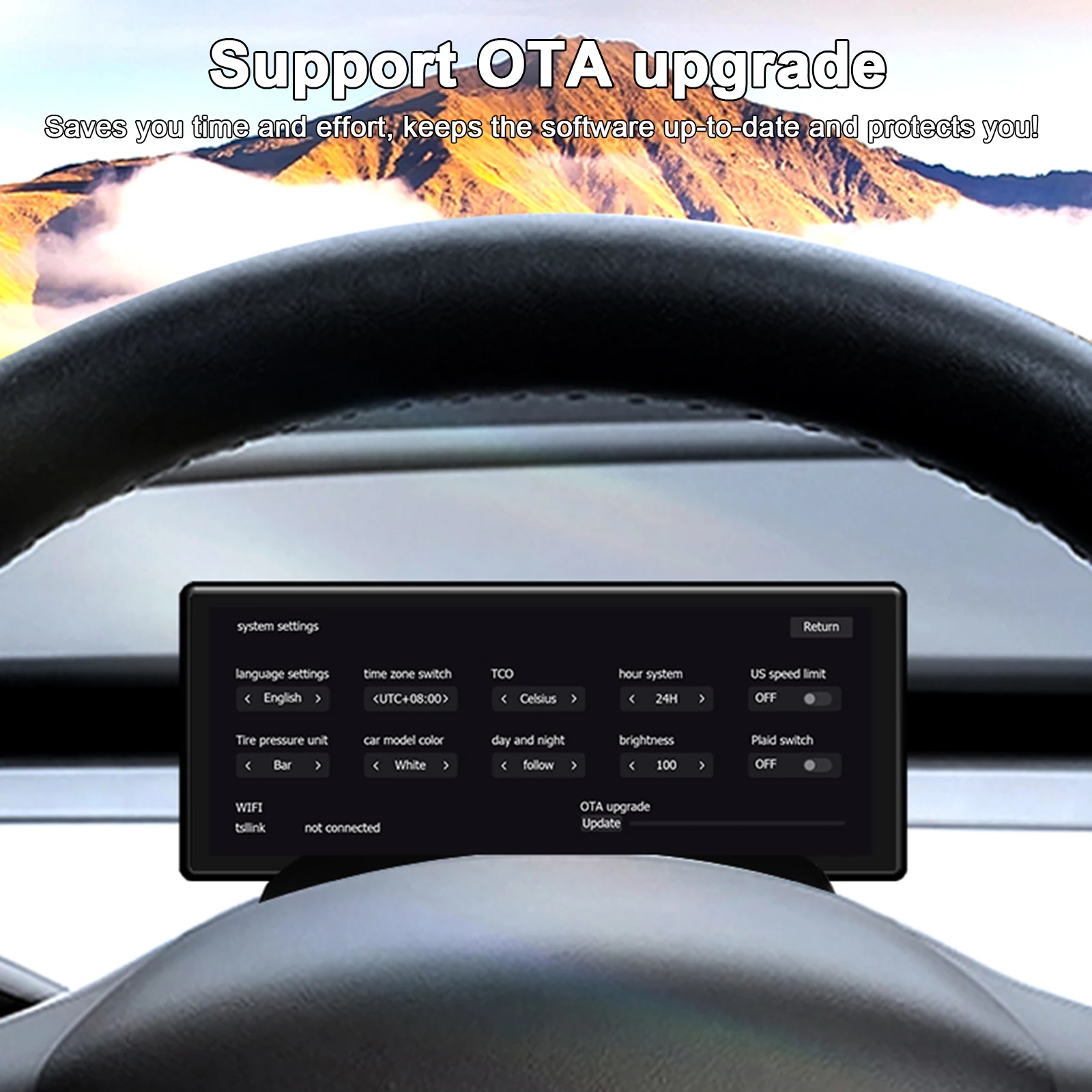 6.2Inch HUD Screen Dashboard Cluster Instrument HD LCD Speedometer for Tesla Model 3 Y Modification Car Accessories