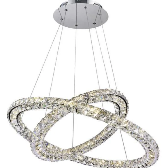 

Hot selling chrome color three-sided crystal circle personality Nordic indoor home lighting LED ceiling light