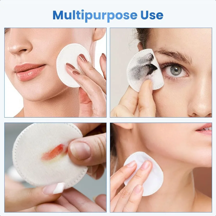 Tampons de coton ronds de 160 points pour le visage, tampons démaquillants absorbants doux et non pelucheux pour tous les Types de peau, utilisés pour les démaquillants