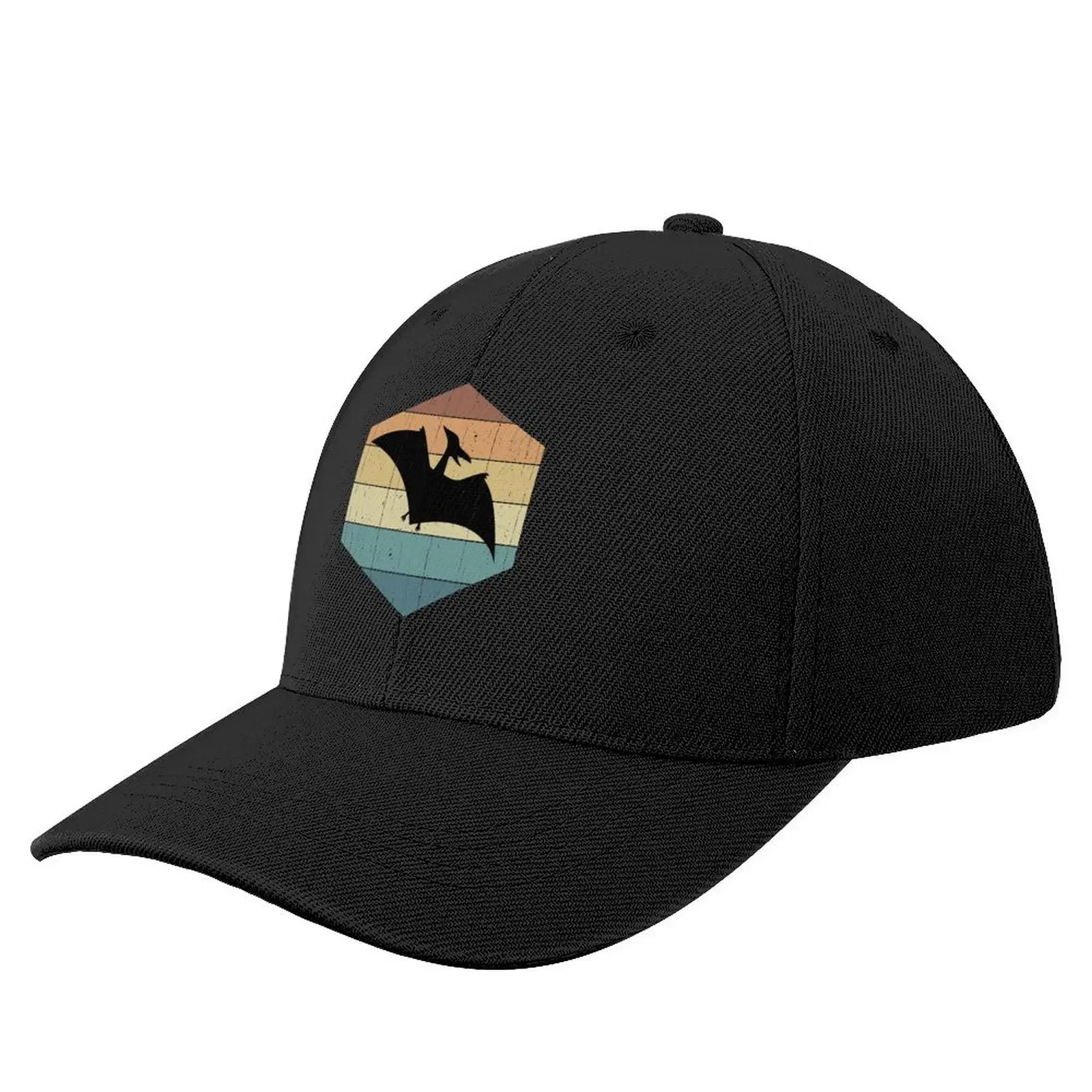 Pterodactyl Dinosaur Silhouette on a retro vintage sunset hexagon Baseball Cap Luxury Cap Icon For Man Women's