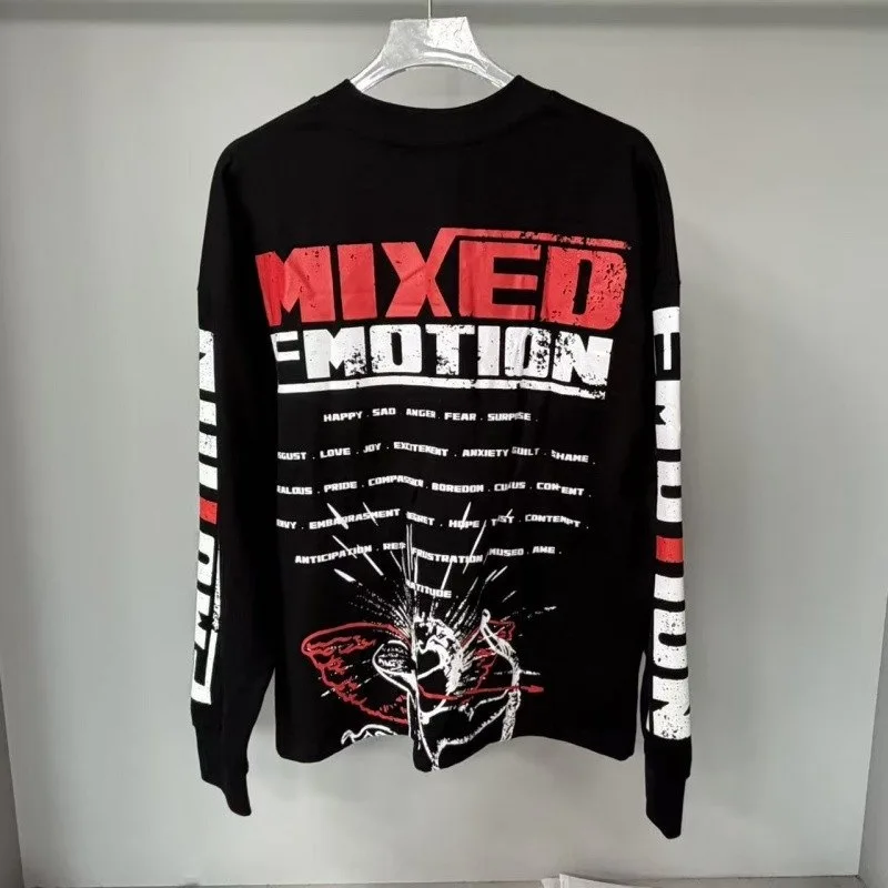 Mixed Emotion Archery Cupid Print Round-neck Long-sleeved T-shirt for Men and Women, Casual Underwear Shirt