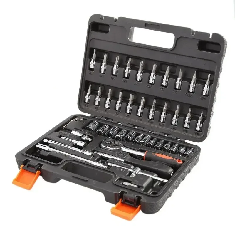 

BIESUO 46Pcs Car Repair Tool Kit 1/4-Inch Socket Set Car Repair Tool Ratchet Torque Wrench Combo Auto Repairing Set Tool