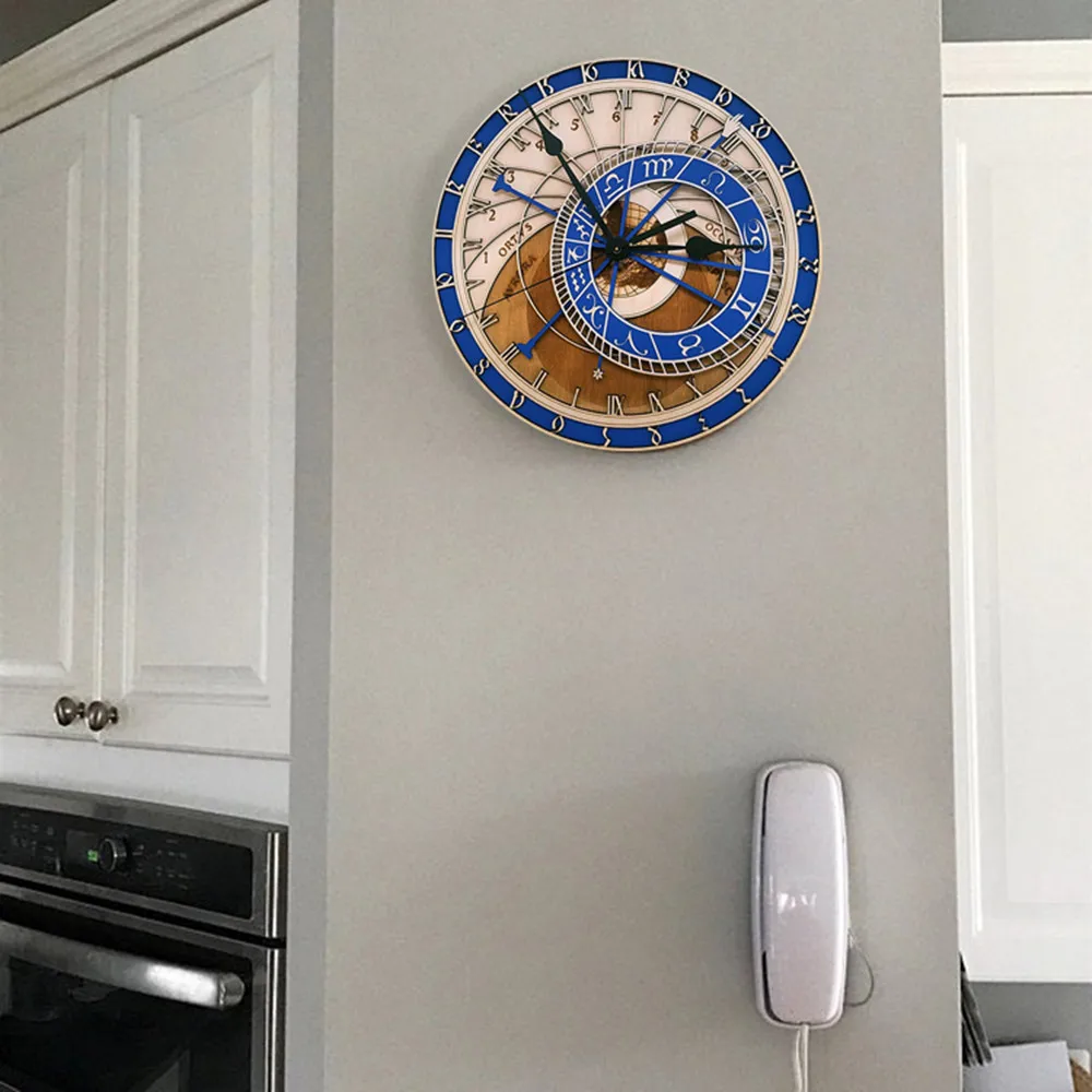 Sáng Tạo Tường Phòng Khách Đồng Hồ Thiên Văn Praha Đồng Hồ Đồng Hồ Thạch Anh Mười Hai Chòm Sao Lớn Đồng Hồ Treo Tường
