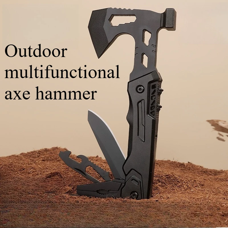 Outdoor Multifunktionale Werkzeug Kombination Axt Hammer Klapp Tragbare Tragbare Überleben Hammer Kopf Überleben Schlüssel Messer