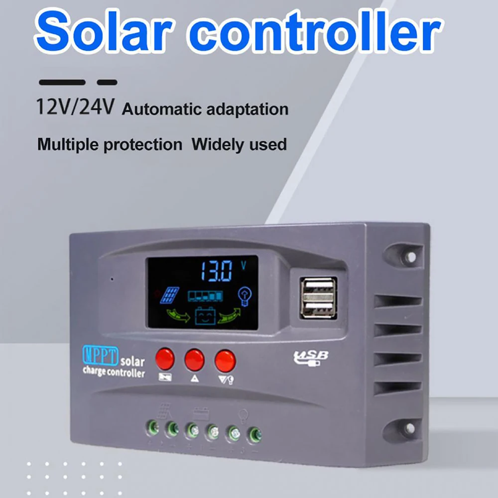 Solar Controller 12/24Volt Automatic Identification Solar ReCharger LCD Display Regulator Dual-USB Solar ReCharge Controller