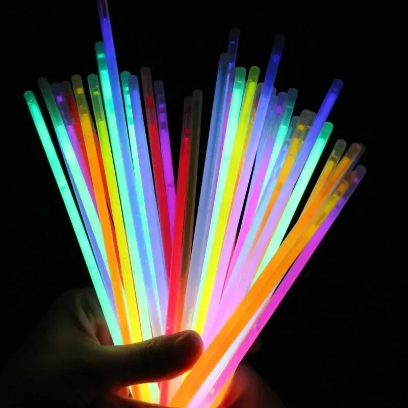 100/10Pcs Fluorescence Sticks Party Multicolor Glowing Stick Bright Colorful Light Bright Bendable Glow Bracelet Party Supplies