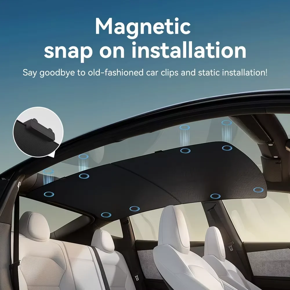 YZ für Tesla Model 3 Y YL Juniper Modell 2021-2026 Magnetische Sonnenschutz-Befestigungsklammern Starkes Magnetdesign Halterung Anti-Rüttel Stabil – Detail 13