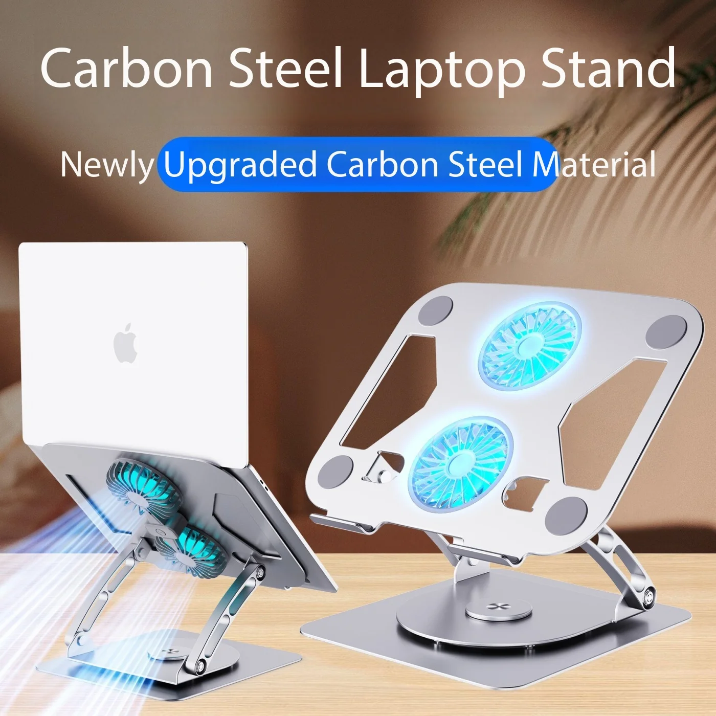 2026 new metal laptop cooling computer stand dual fan cooling artifact desktop 360 rotation