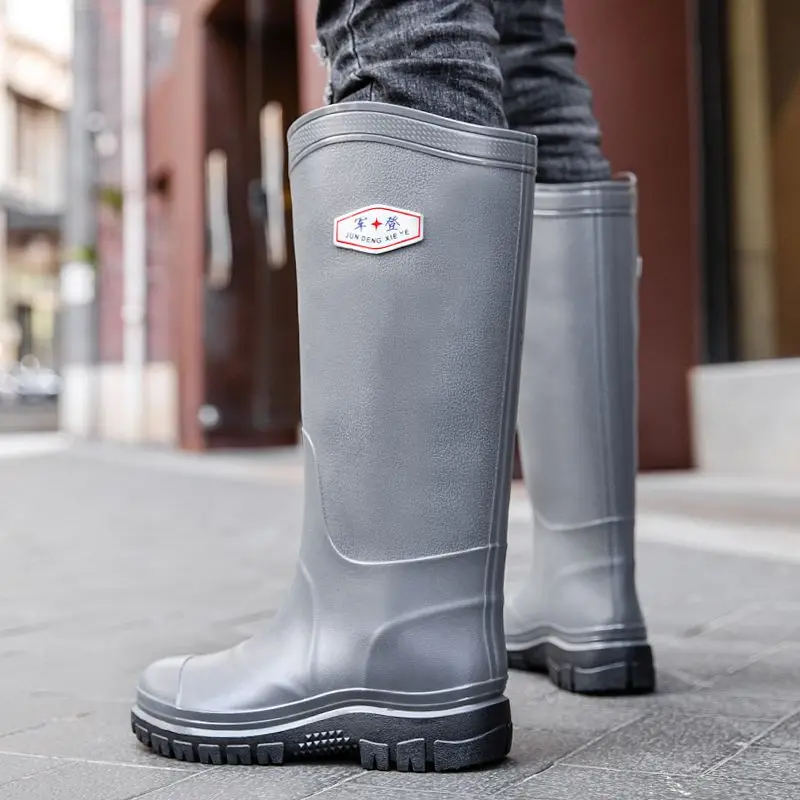 Adult Men's Super-High Waterproof Boots Durable Thickened Tall Rain Shoes High-Top Fishing Wild Angling Long Boots view 3