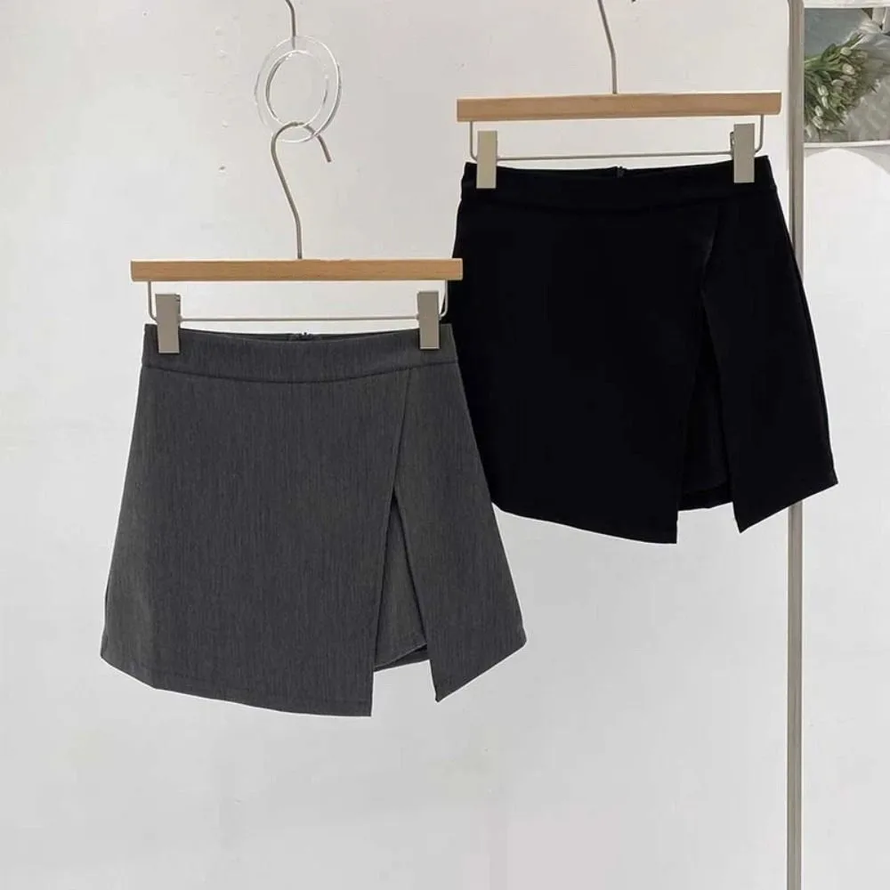 الترفيه شق المرأة ألف خط تنورة غير المتماثلة فتاة حار نمط البسيطة السراويل تنورة Y2K تنورة مع نادي السراويل السلامة #4