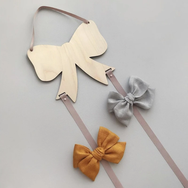 

INS Swan/Bow/Cherry Wooden Baby Hair Clips Holder Princess Girls Room Hanging Pendant Hairpins Storage Organizer Wall Ornaments