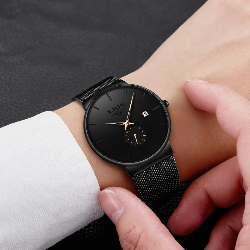 ساعات رجالية بسيطة من TOP LIGE لعام 2025 ساعة يد كوارتز عصرية فاخرة ساعات مقاومة للماء للرجال relogios masculino + BOX