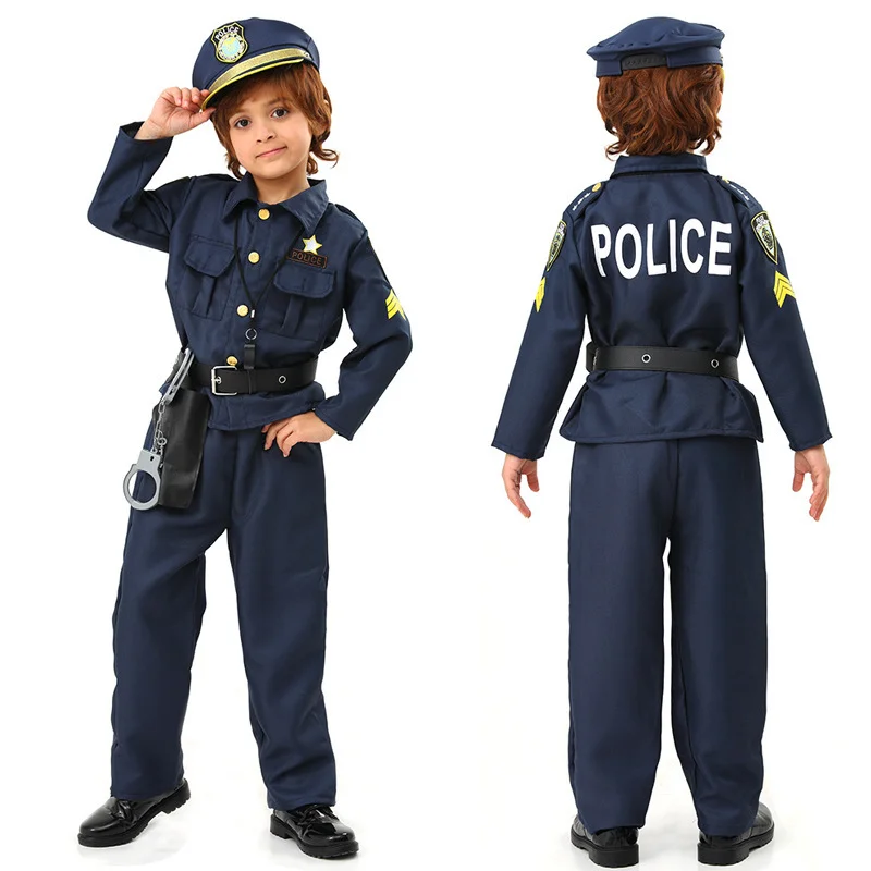 Halloween Children\'s Police Uniform Set Role Play Carnival Costume Party Role Play Police Costume Boy Halloween Costume