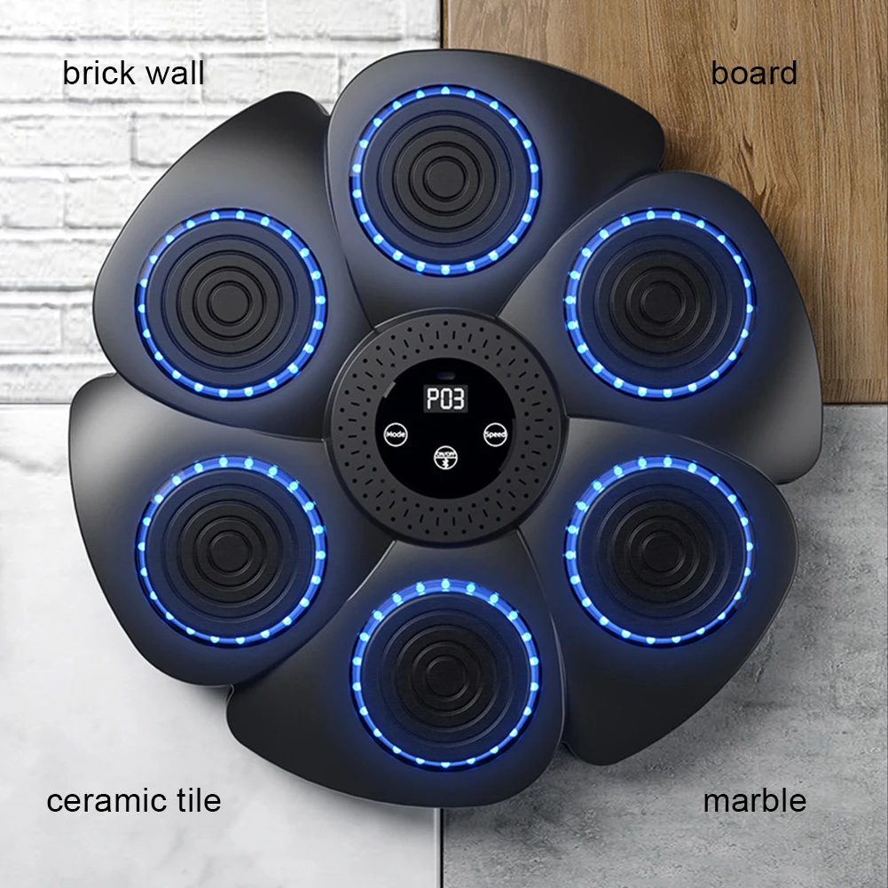 Music Boxing Machine Boxing Reaction Wall Target RGB Light Smart Bluetooth-Compatible Boxing Machine with Gloves for Kids Adults