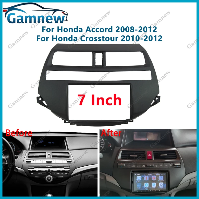 

7 inch 2DIN Car Fascia Radio Panel For Honda Accord 2008-2012 Crosstour 2010-2012 Frame Kit Install Facia Face Plate