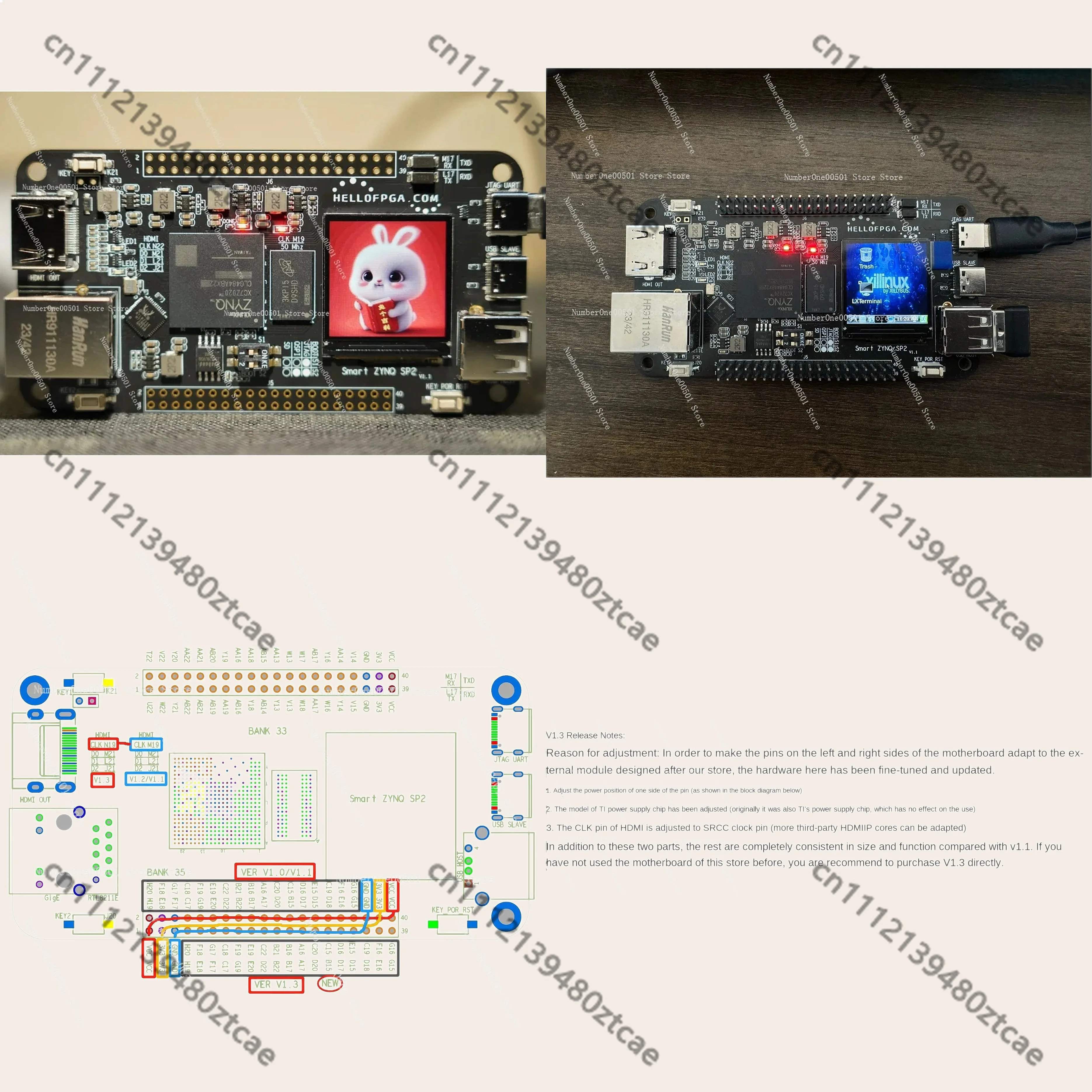 ZYNQ 7020 FPGA Minimum System Development Board, Smart Zynq SP2 Core Board, V1.3 Square Screen, Industrial Grade