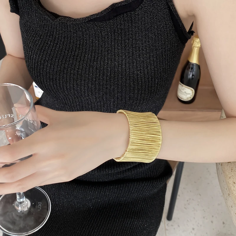 Fashion Exaggerated Wire Charm Bracelets Bangle For Women Punk Gold Silver Color Open Adjustable Bracelet Party Casual Jewelry