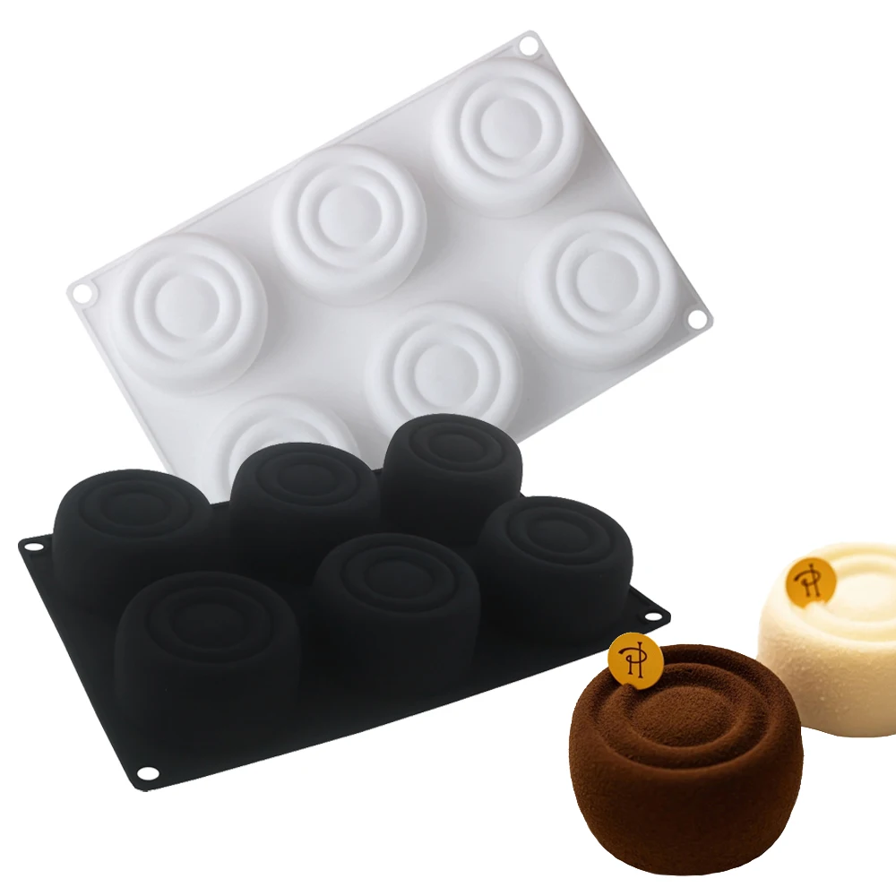 6 تجويف الداما الدولية موس قالب من السيليكون قالب الحلوى أسطواني هالة قالب الحلوى النمط الفرنسي المعجنات قالب الخبز #1