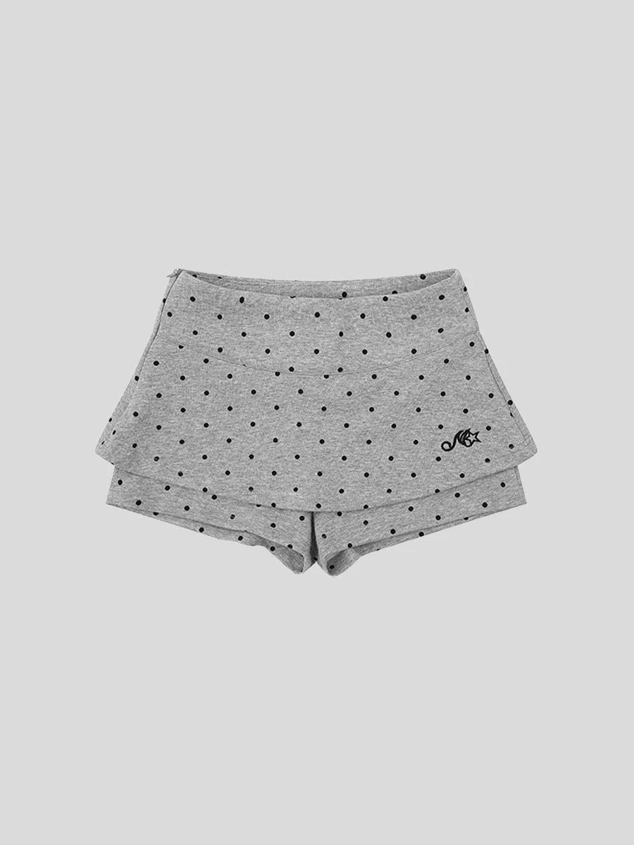 Apricot Grey Polka-Dot Sports Short Skirt Women Summer High Waist A Line Shorts Skirts Woman Streetwear Y2K Mini Skirt Female