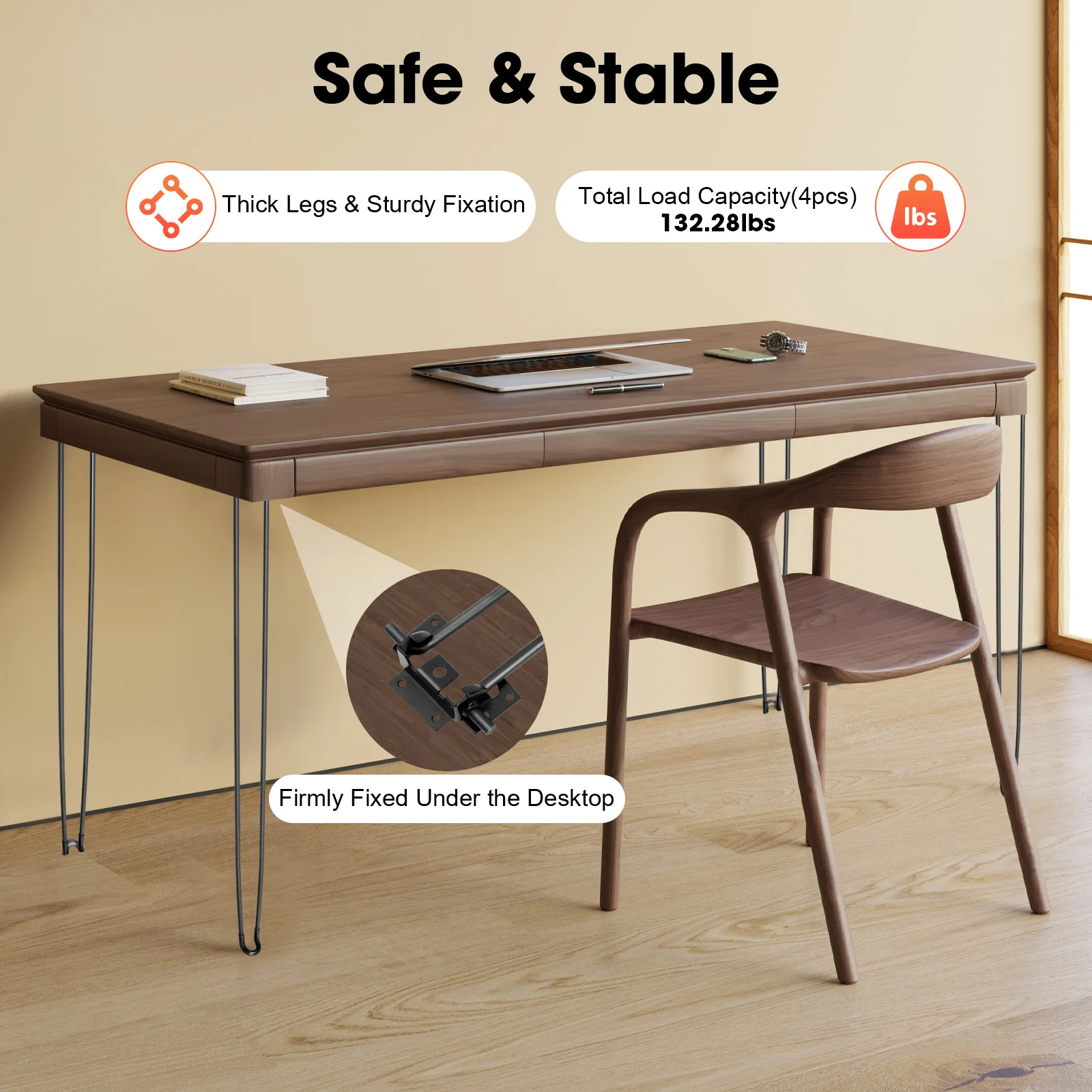 

28.5in Set of 4pcs Hairpin Legs Folding Handmade Table Legs High Quality Iron DIY Furniture Legs Modern Non-slip Easy to Handle