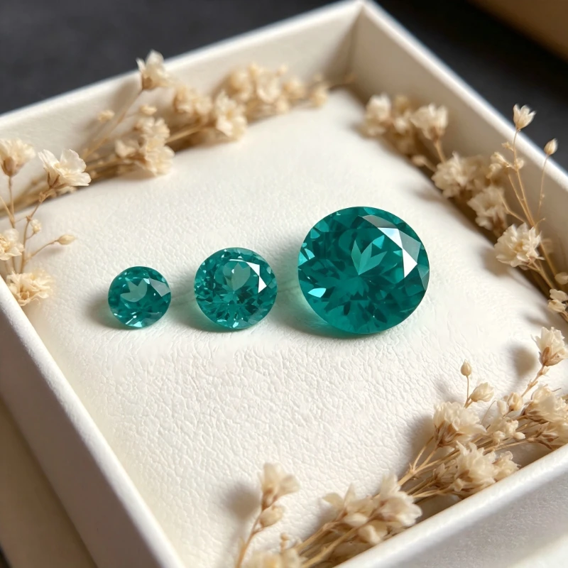 Paraiba Neonblauer Synthetischer Edelstein in Runder Form mit Zertifikat Verfügbar in Mehreren Formen Wählbar – Detail 6
