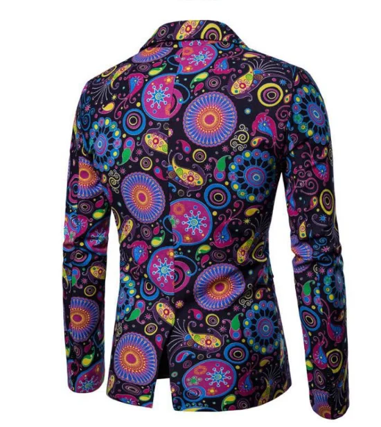 Traje de moda para hombre, abrigo de fiesta informal, Blazer ajustado con botones, traje con estampado Floral 3D, chaqueta con pintura, novedad