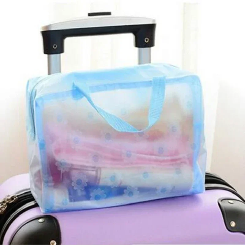 Bolsa de viaje portátil para mujer, bolsa de almacenamiento de cosméticos impermeable transparente, bolsa de almacenamiento de cosméticos de gran