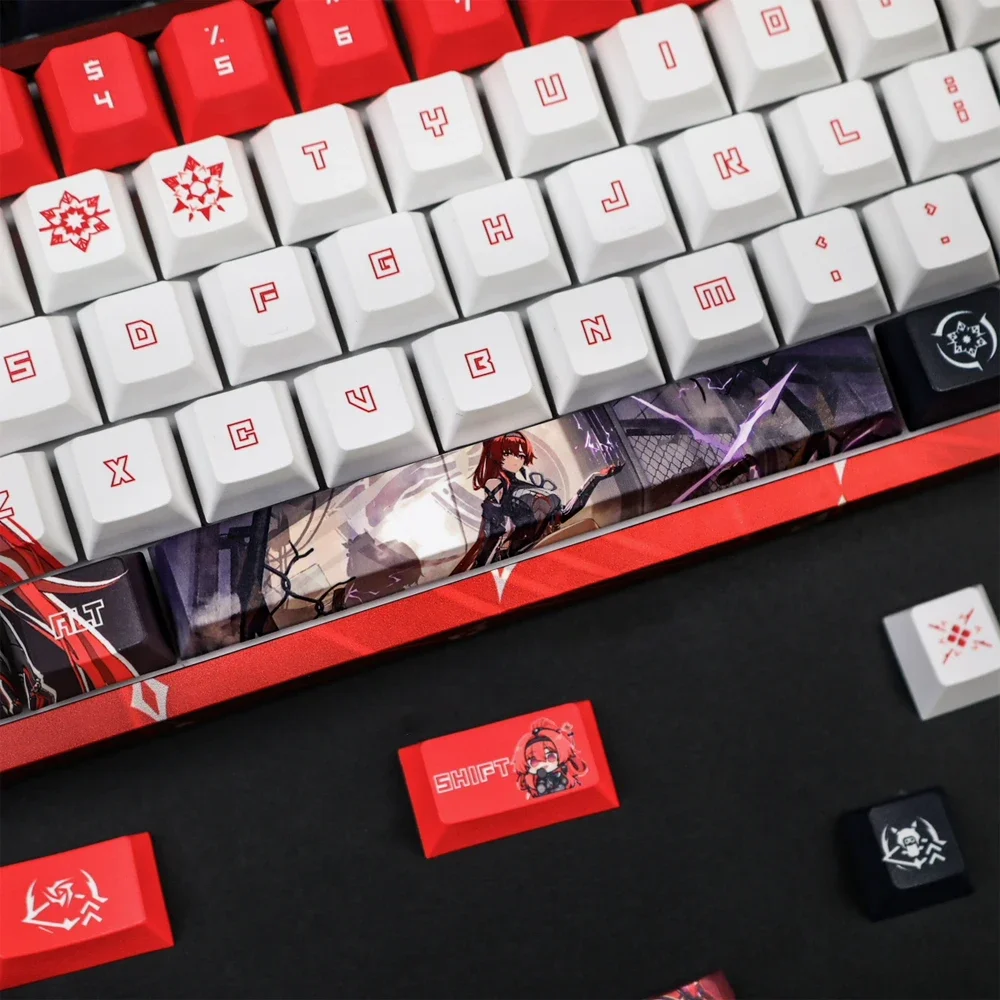 Imagem -04 - Waves Changli Yinlin Keycap Pbt Sublimação Térmica Cherry Perfil Key Cap Cartoon Anime Game 128 Chaves por Conjunto