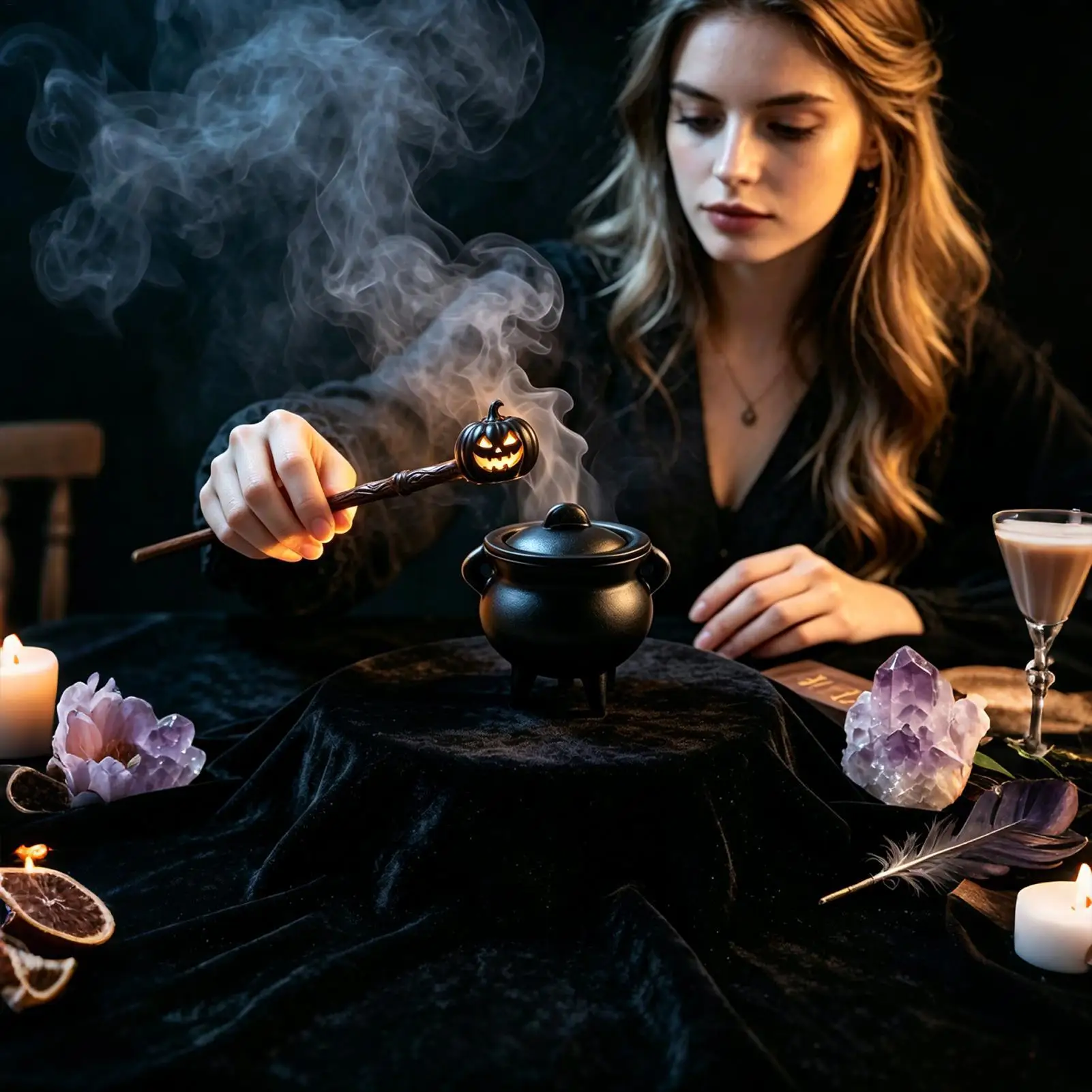 Witches Cauldron Black Vintage Halloween Holiday Decoration With Lid Mini Cauldron Witches Pot For Table Desk Fireplace Mantel