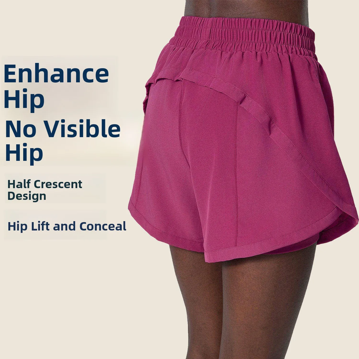 

Spring Summer Hidden Pocket Loose Running Shorts Women's Fake Two-Piece Woven Yoga Fitness Running Shorts Breathable Quick Dry