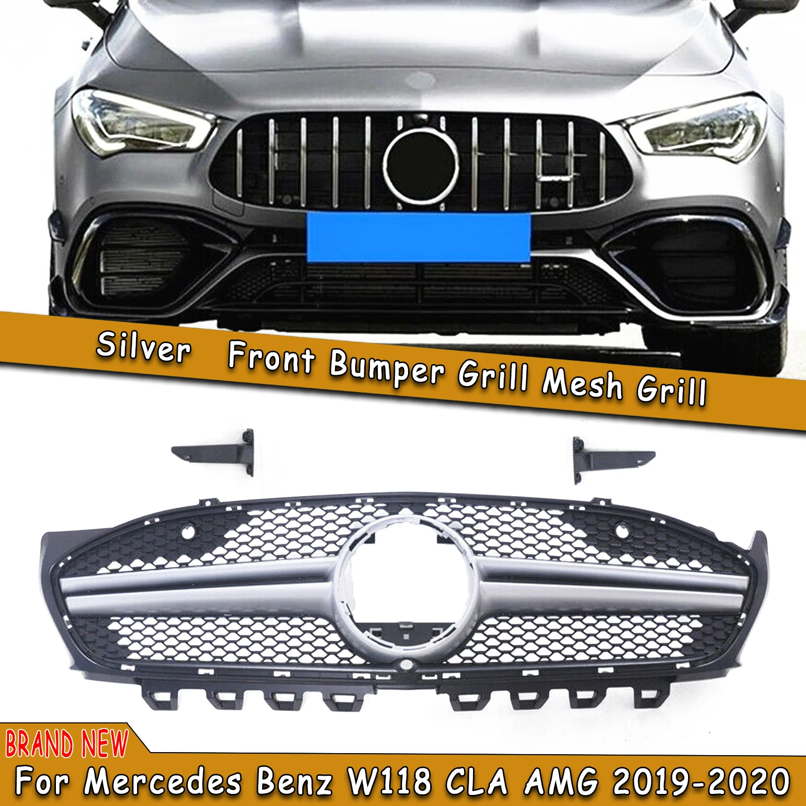 

Car Front Grille Upper Bumper Hood Mesh Racing Grill For Mercedes Benz W118 CLA180 CLA200 CLA250 CLA260 CLA45 AMG 2019-2022