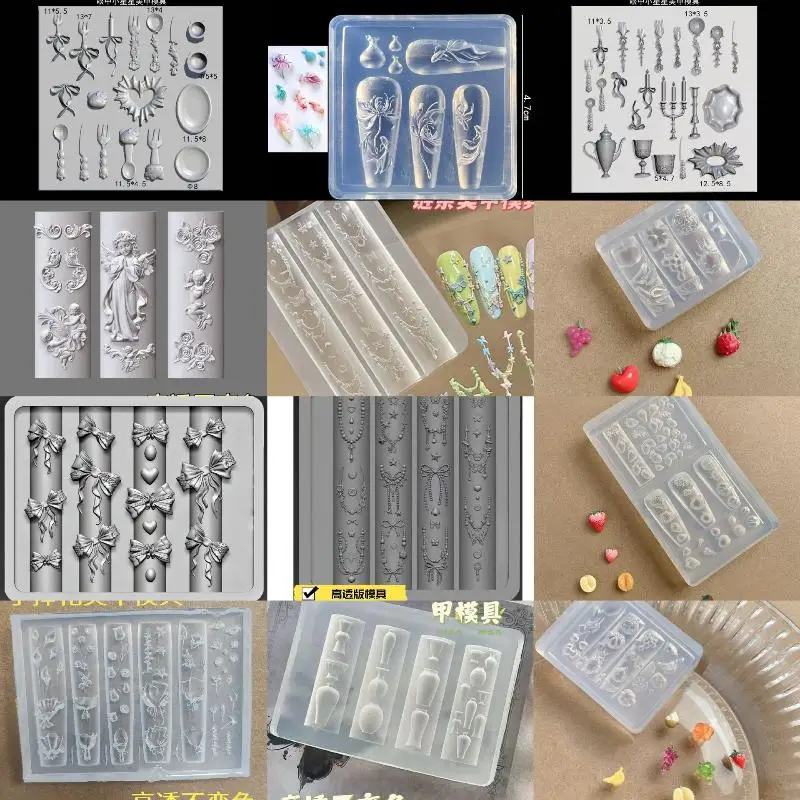 

HOT! 1 Piece Nail Art Decoration Butterfly Angel Fruit 3D Mold DIY Design Silicone Nails Art Mold Self-made Wearing Armor Tools