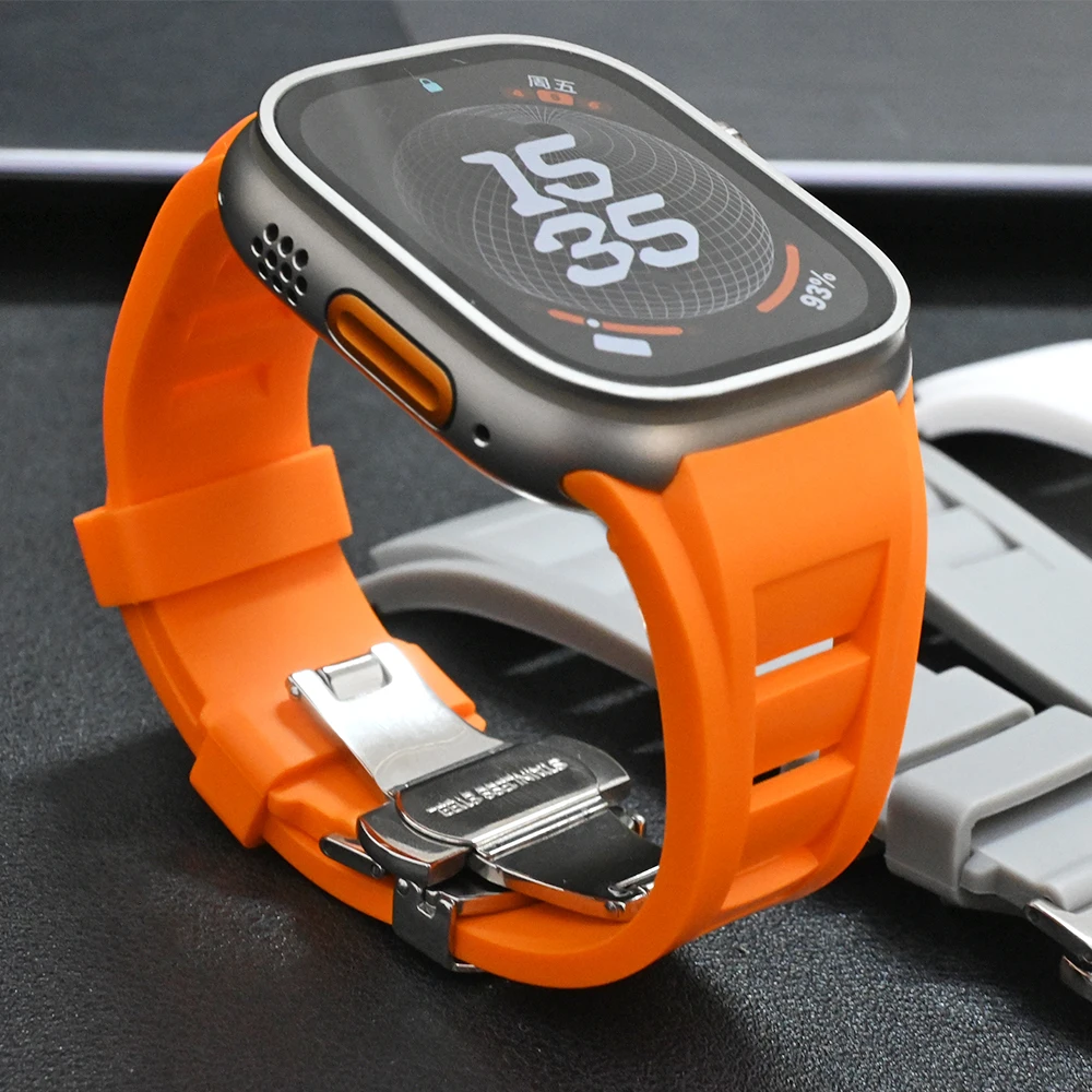 

Мягкий силиконовый спортивный ремешок для Apple Watch Ultra 3 2 49 мм, резиновый браслет для IWatch Series 9 8 7 45 мм, 6 SE 44 мм