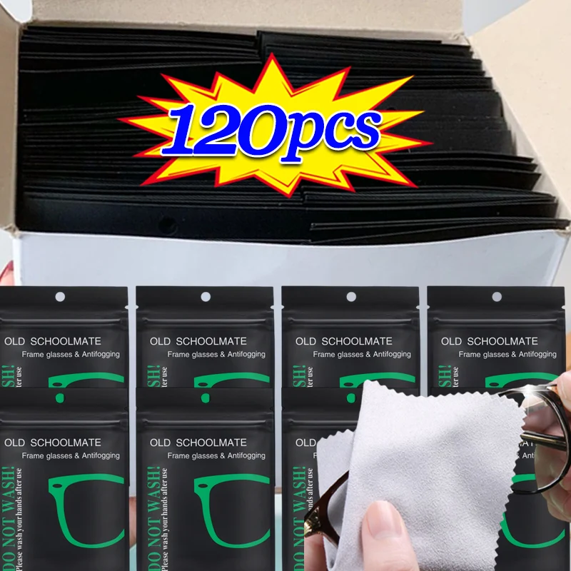 120pcs Anti-fog Suede Glasses Cloth Reusable Microfiber Anti-fog Glasses Cloth Glasses Lens Anti-fog Mobile Phone Cleaning Wipes