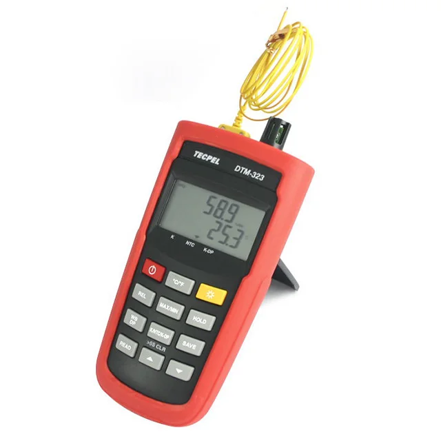 TECPEL DTM-323 Hand-held Thermometer Hygrometer Dew Point Dry/Wet Bulb Temp 5-Digit Display High Temp Range -50~1000C 0.1%
