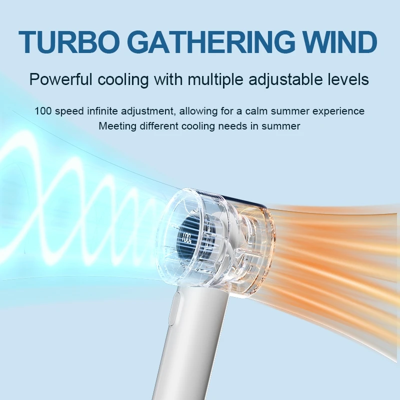 Ventilateur turbo personnel portable silencieux sans balais, 100 vitesses, 3000mAh, affichage LED injuste, refroidisseur d'air, camping, voyage, cadeau