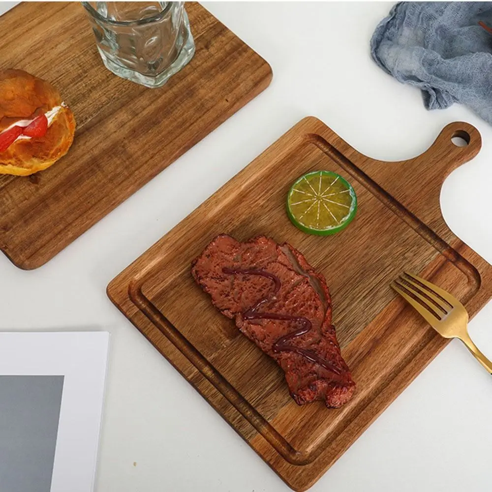 Multi-Styles Wood Chopping Board Multi-Purpose Sap Groove Charcuterie Serving Tray Reversible with Handle Steak Board Cheese